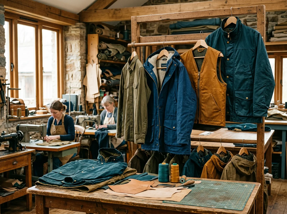 Folded finished fishing apparel from a held range for distributor replenishment