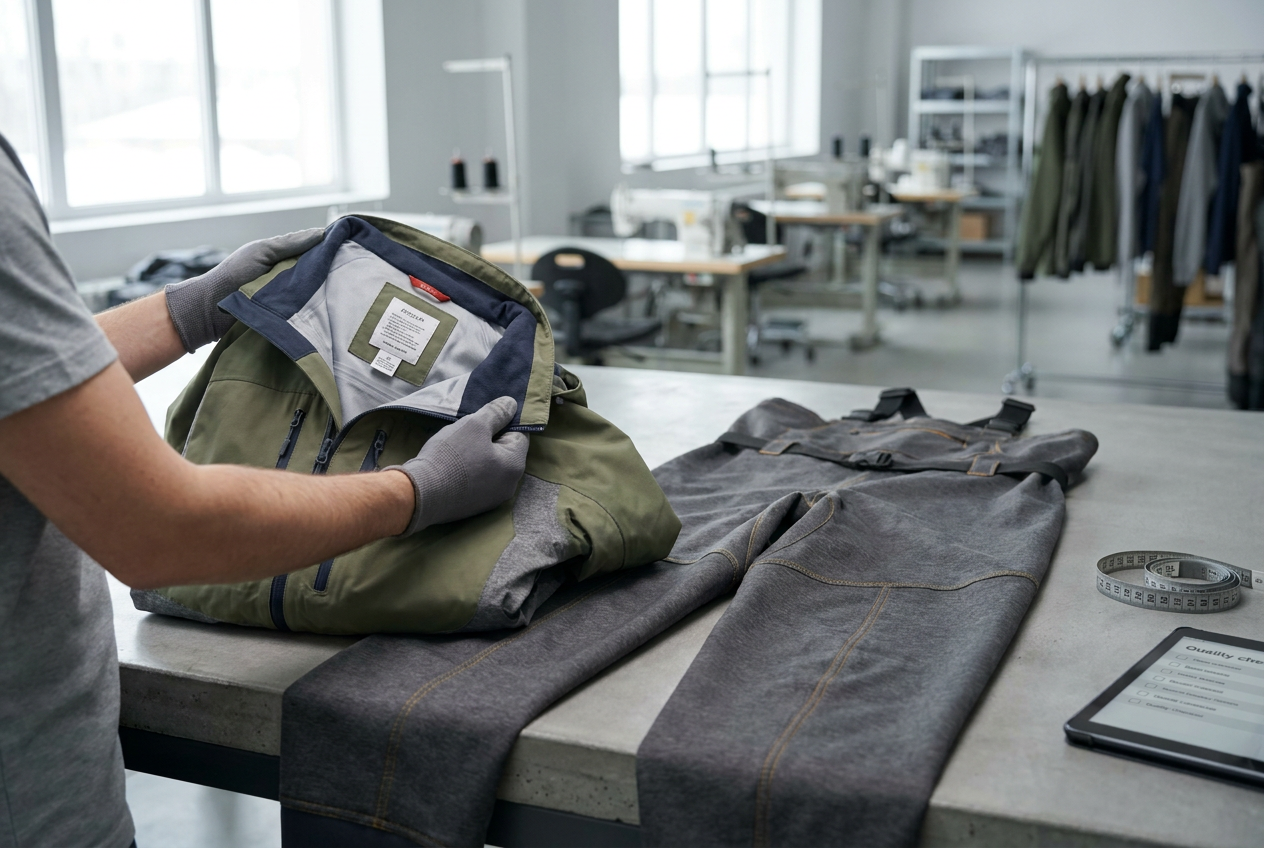 Pre-shipment inspection of a finished fishing apparel program