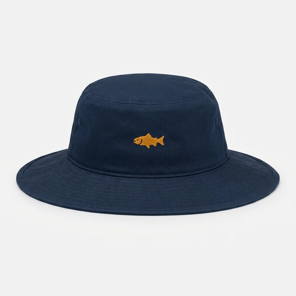 Custom fishing bucket hat with an all-around brim