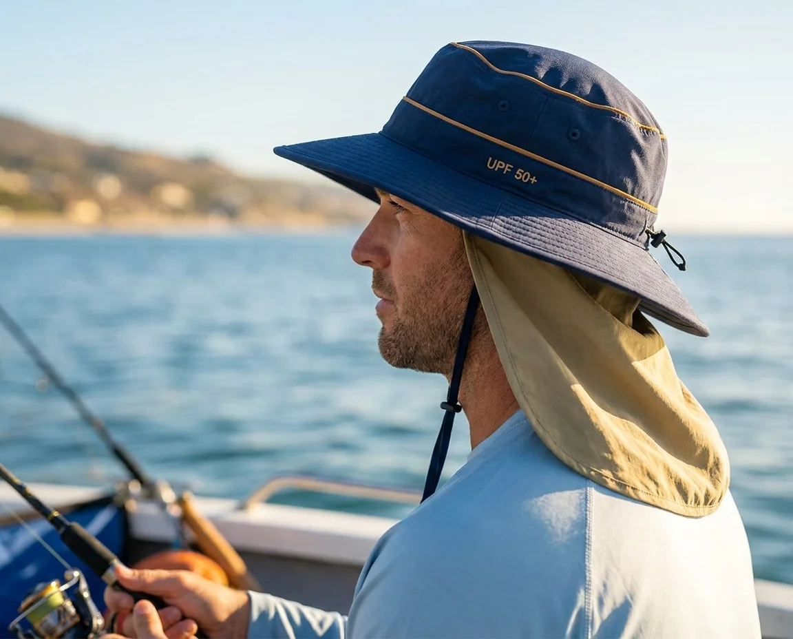 Custom performance fishing visor with a sublimation-ready brim