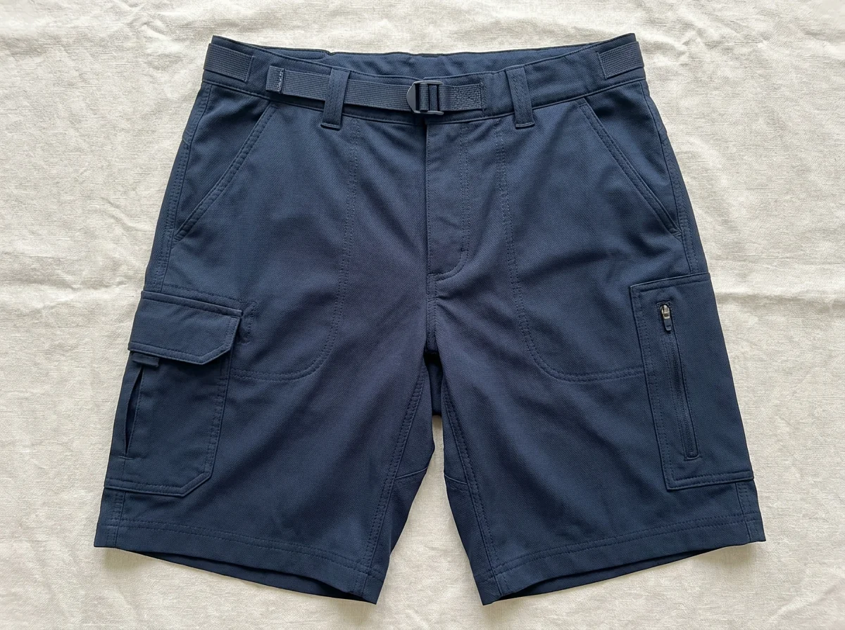 Fishing pant outline showing logo placement zones on thigh, cargo flap, back pocket and waistband