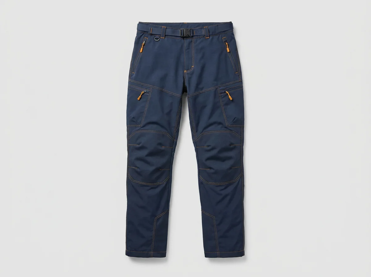Fishing guide kneeling on deck and wading in custom fishing pants