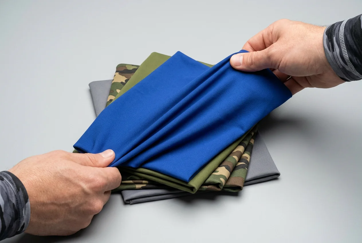 Custom fishing short showing the mesh liner, drain vents and stretch waistband