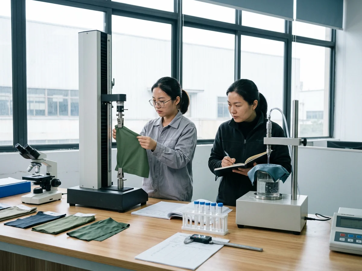 Fishing apparel fabric compliance testing on the lab bench