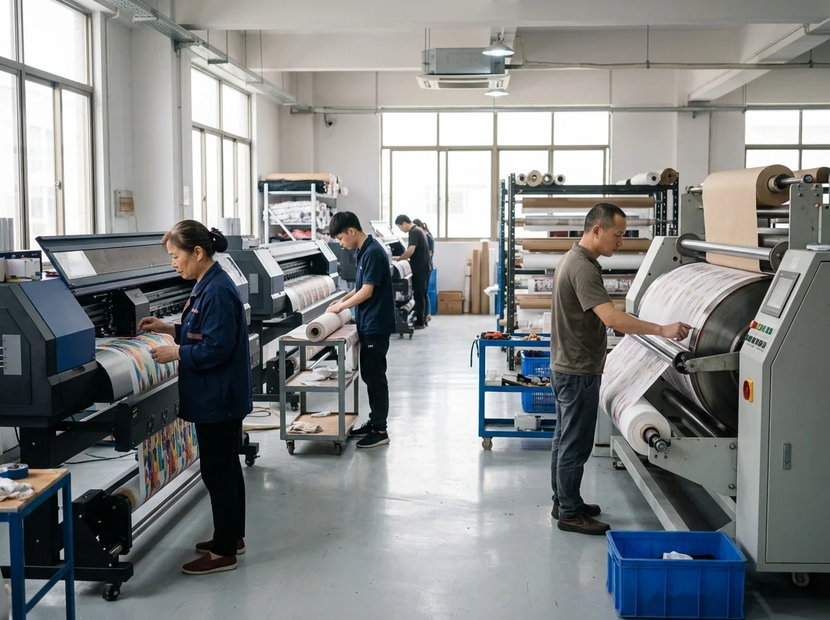 Wide-format printers and rotary calender heat press