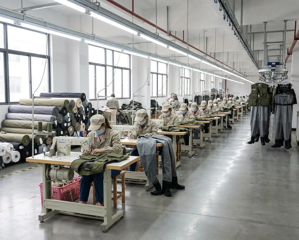 Fishing apparel factory floor