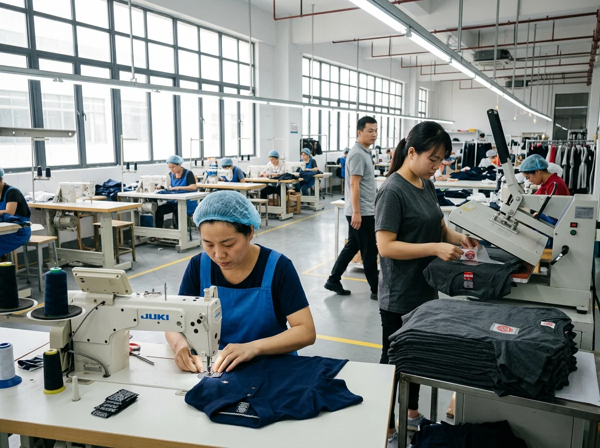 Woven label and retail-ready finishing on a pro-series fishing garment
