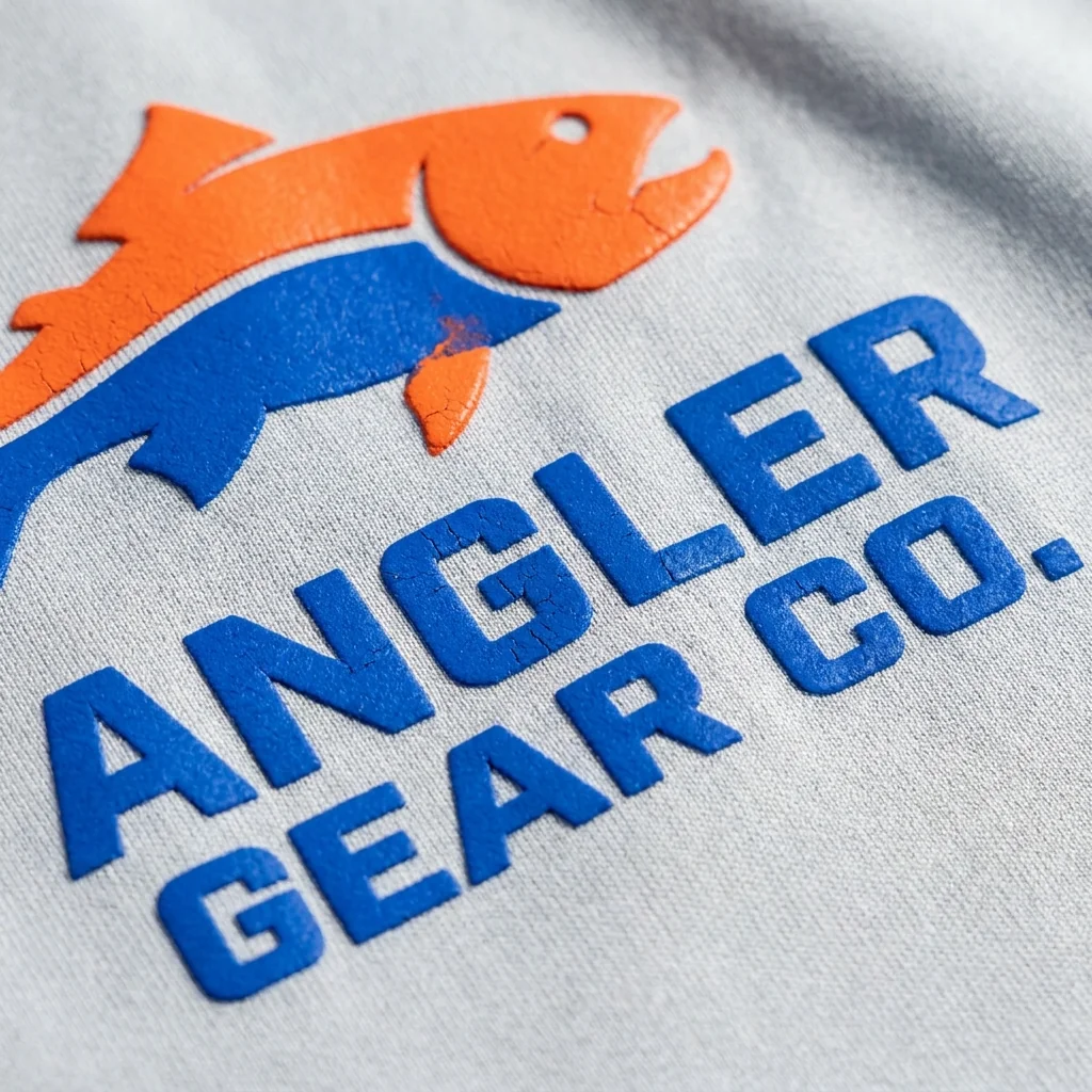 Decoration on a fishing garment checked against the approved proof