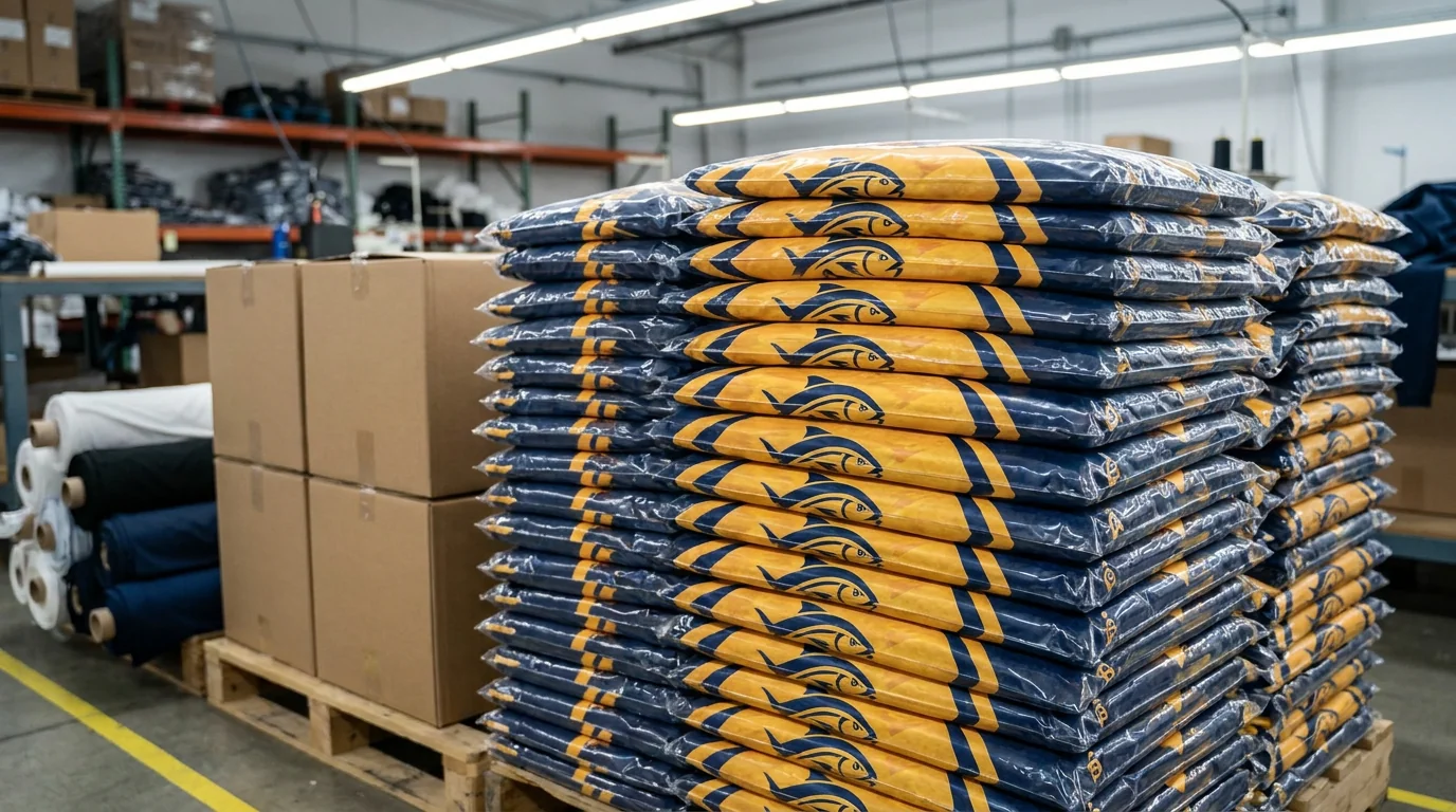 A documented QC standard on file for a fishing apparel order