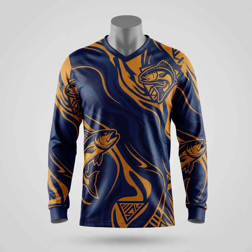 Custom sublimated short-sleeve fishing jersey tee