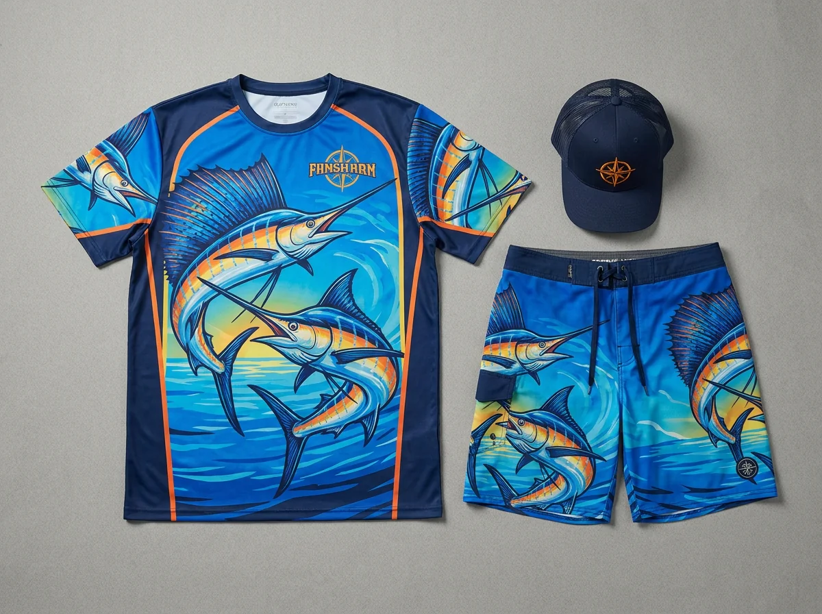 Team fishing sun hoodie built in the team colors
