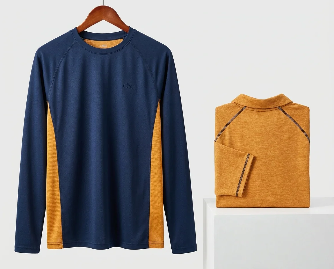 Custom UPF 50+ heather UV work shirt in about six heather colors