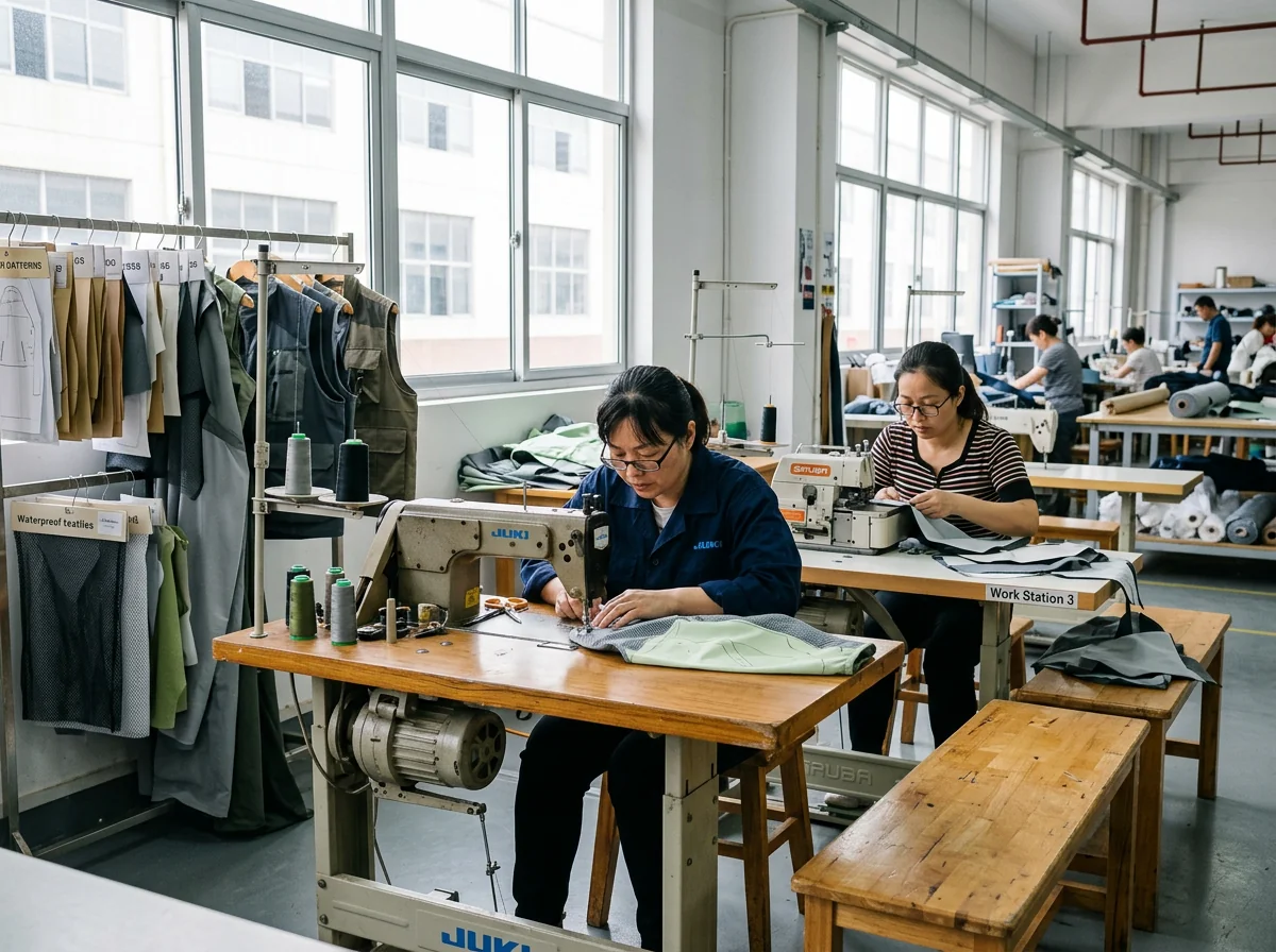 In-house pattern room grading a women's fishing apparel block
