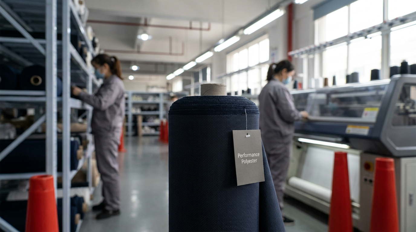 Performance-polyester work shirt fabric in heather grey