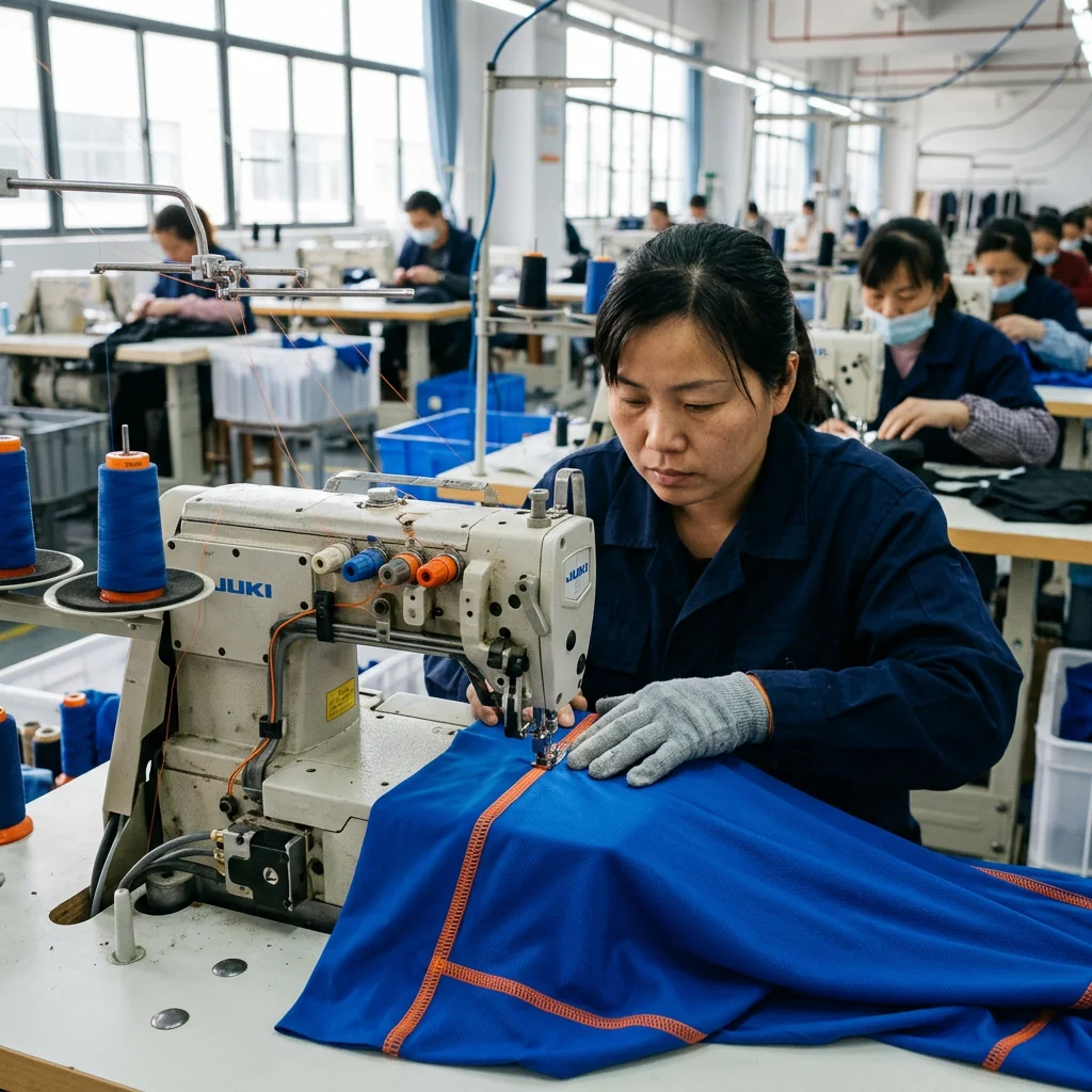 Sewing line stitching reinforced work-shirt seams