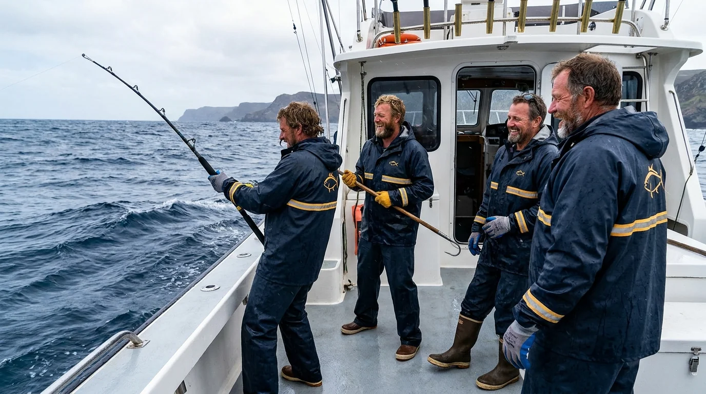 Custom long-sleeve UPF work shirt for offshore crew