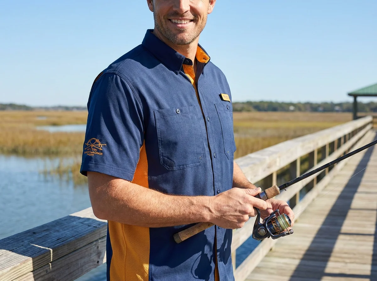 Custom short-sleeve work shirt for dock crew